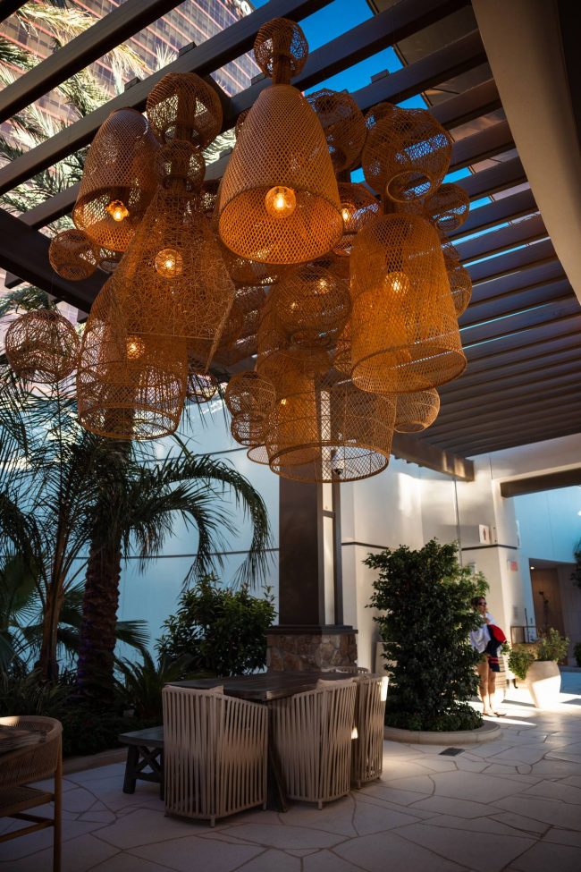 The interior lobby of the Conrad Resort World in Las Vegas, Nevada.
