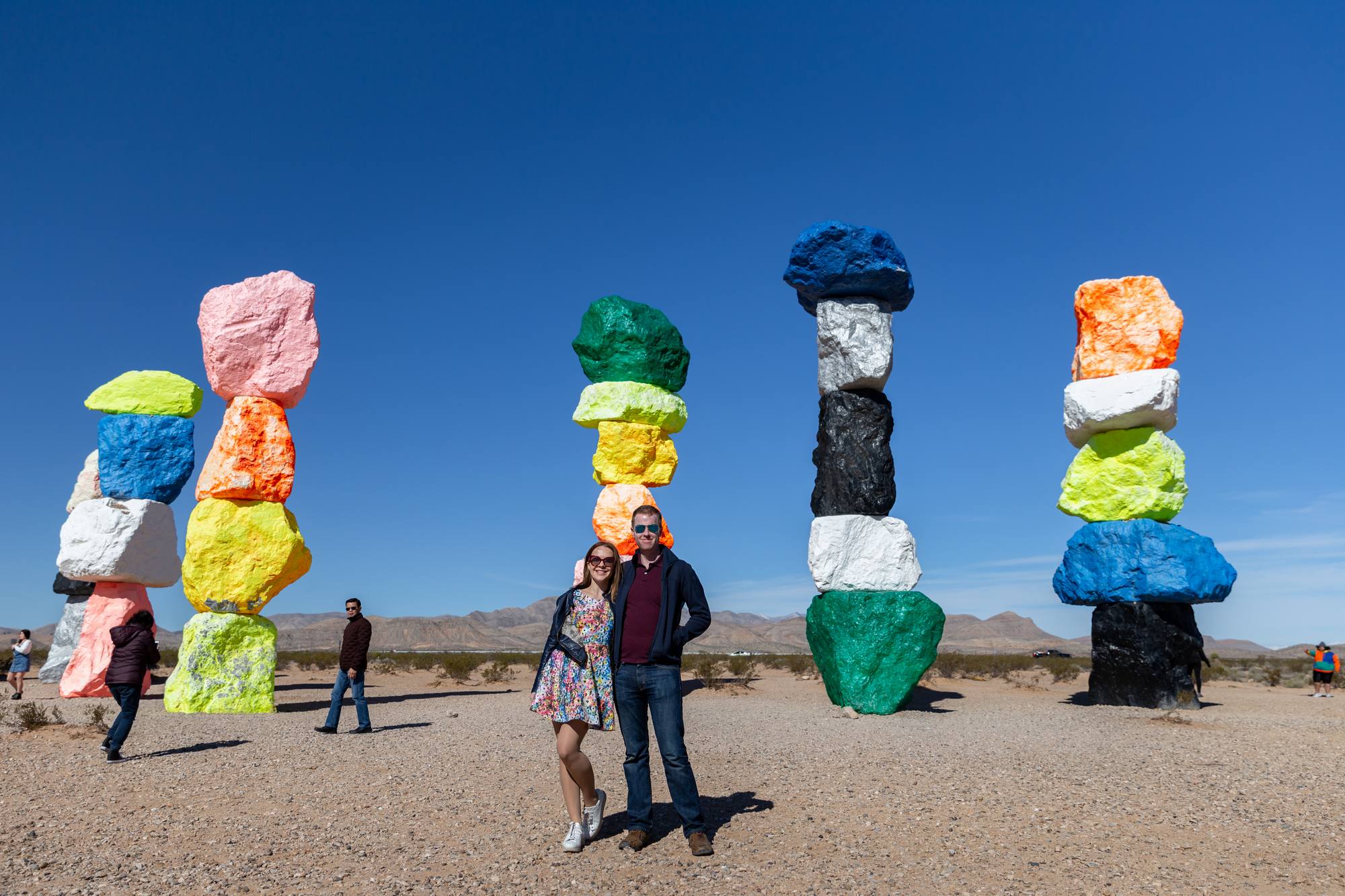 Seven Magic Mountains 4 All the piles of colored boulders in Seven Magic Mountains near Las Vegas.