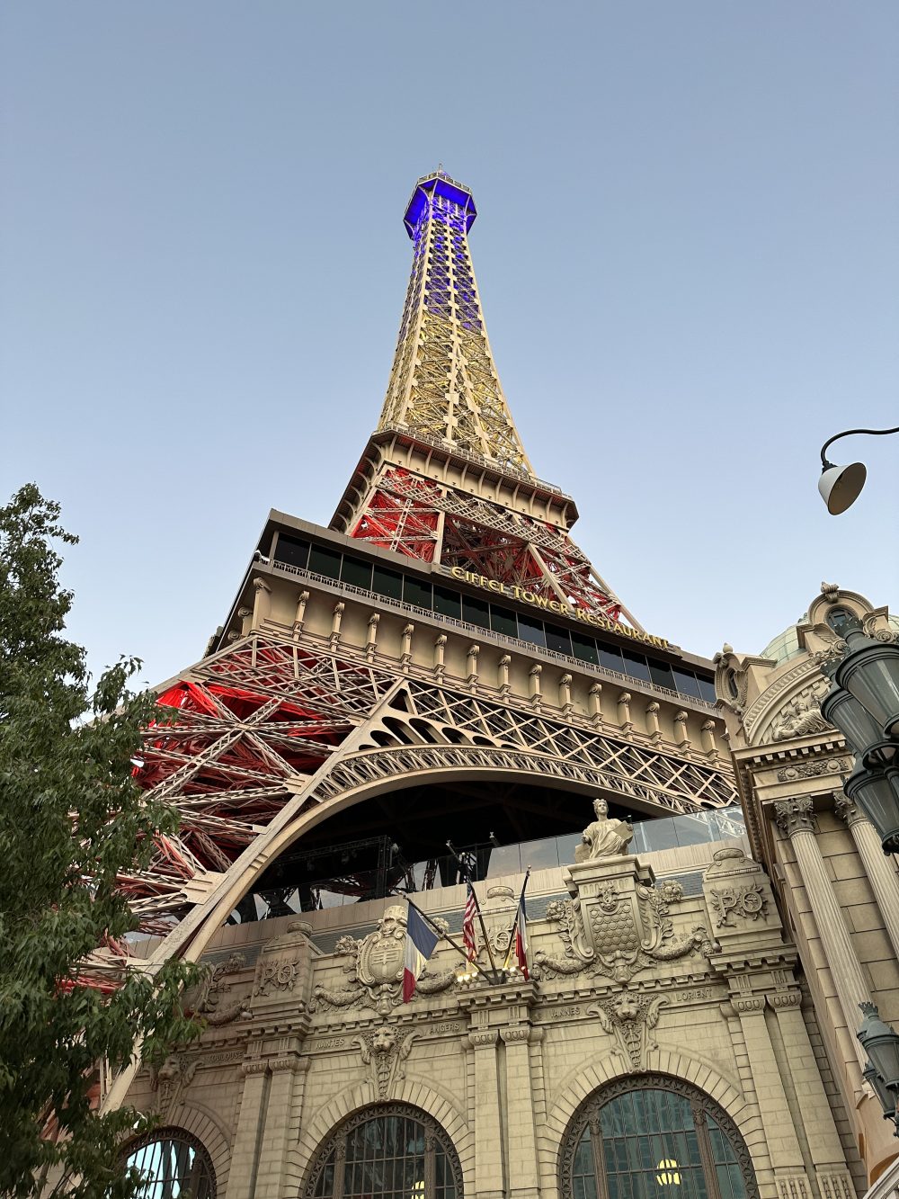 Eiffel Tower in Las Vegas from below, found in Paris Las Vegas.