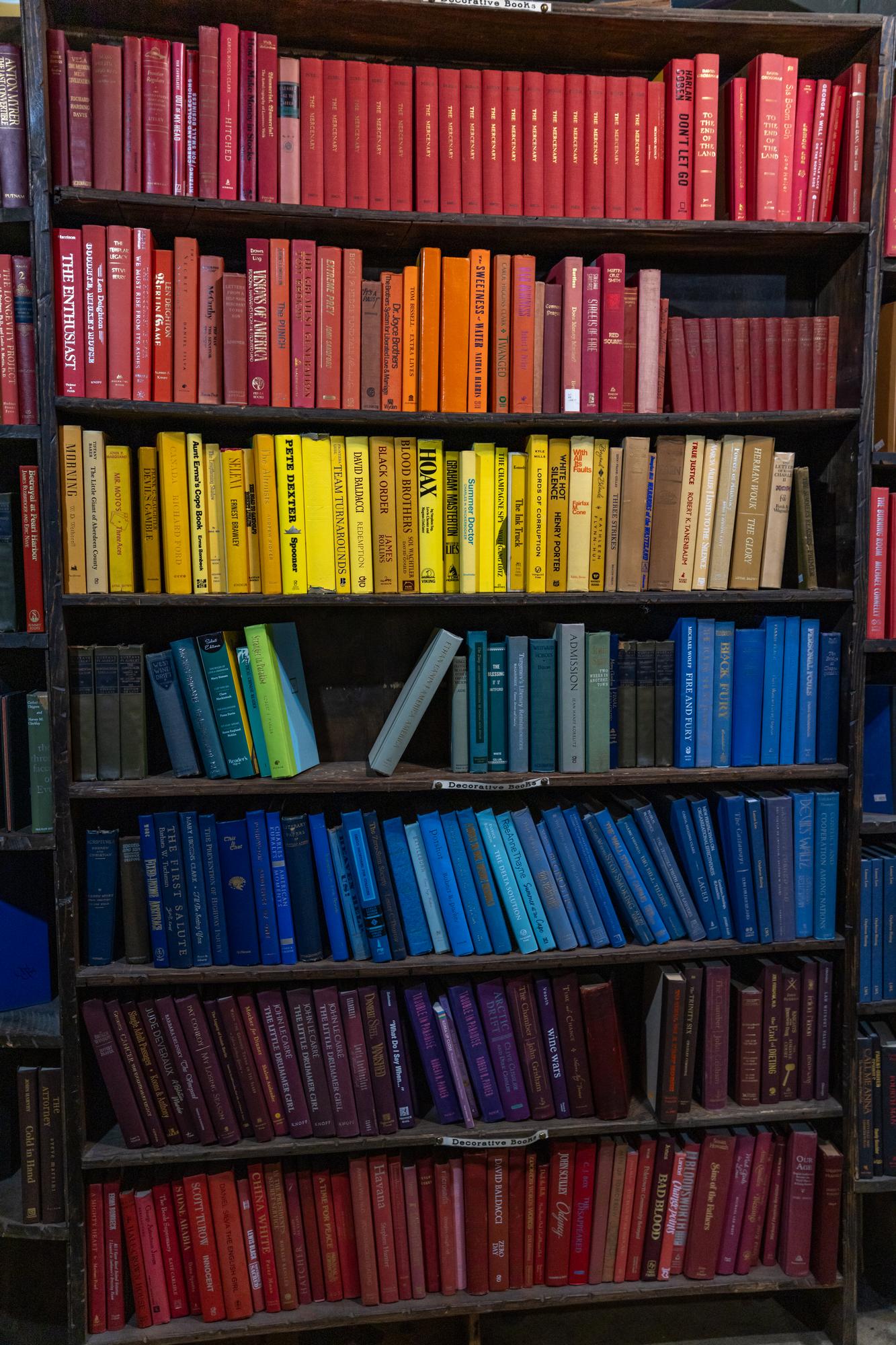 The Last Bookstore rainbow bookcase
